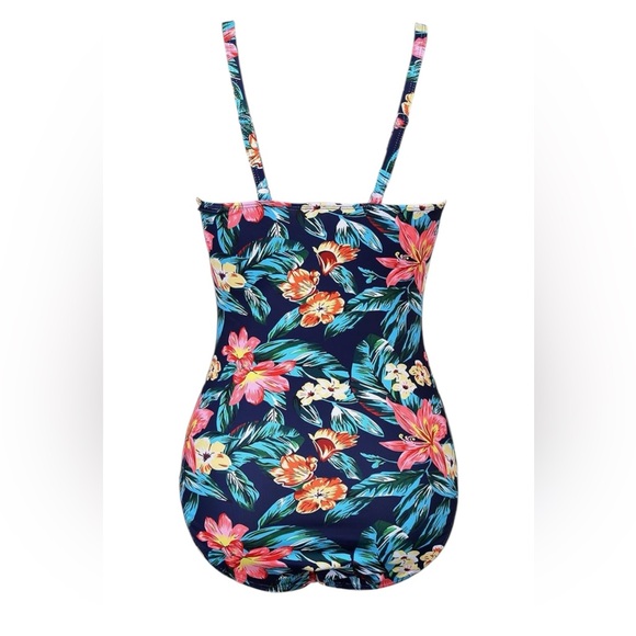 EKOUAER modest twist front shirred middle tummy control one piece swimsuit - Picture 5 of 9